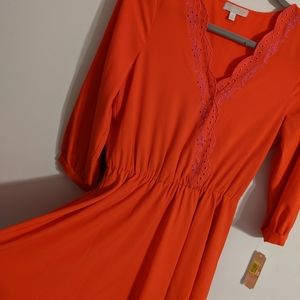 Gianni Bini GB Red Orange V Neck Dress